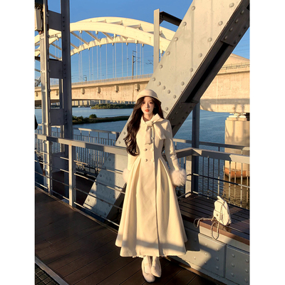 一颗甜桃yikett《昭和千金》秋冬新款大衣外套女中长款收腰显瘦