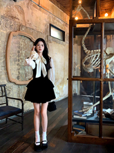 一颗甜桃yikett《法式千金》飘带长袖衬衫女设计感显瘦丝绒连衣裙