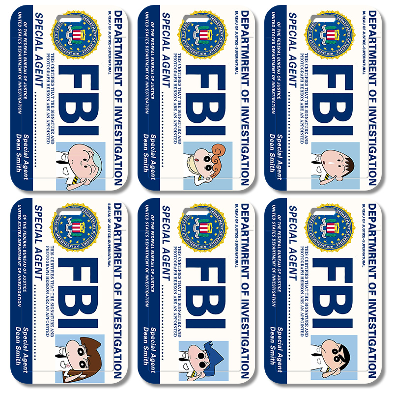 蜡笔小新FBI门禁卡套学生饭水卡套公交地铁卡套联邦调查黑帮大佬滑盖式身份证件保护套ins风校园卡防丢挂绳套