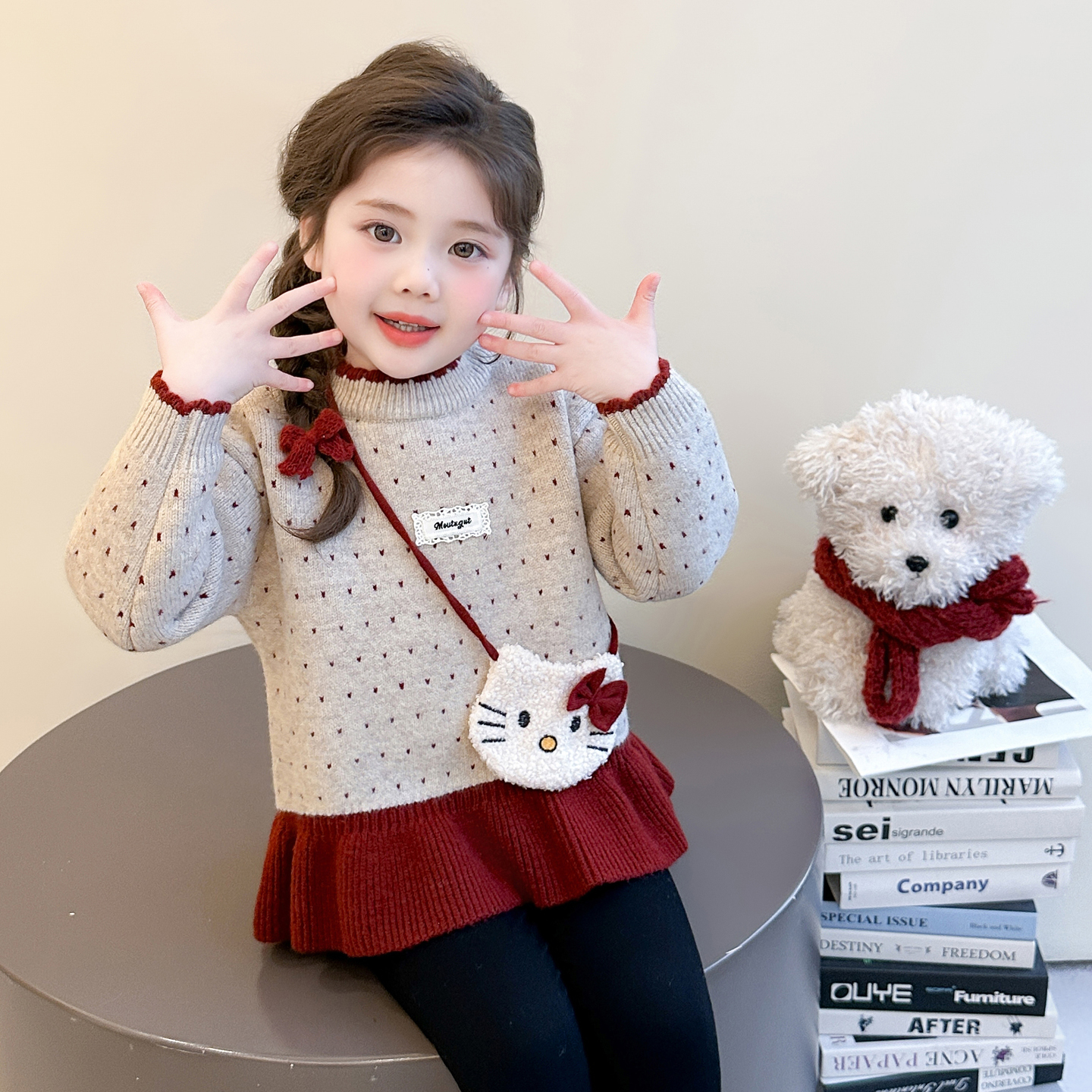 女宝宝加厚保暖针织打底衫冬装