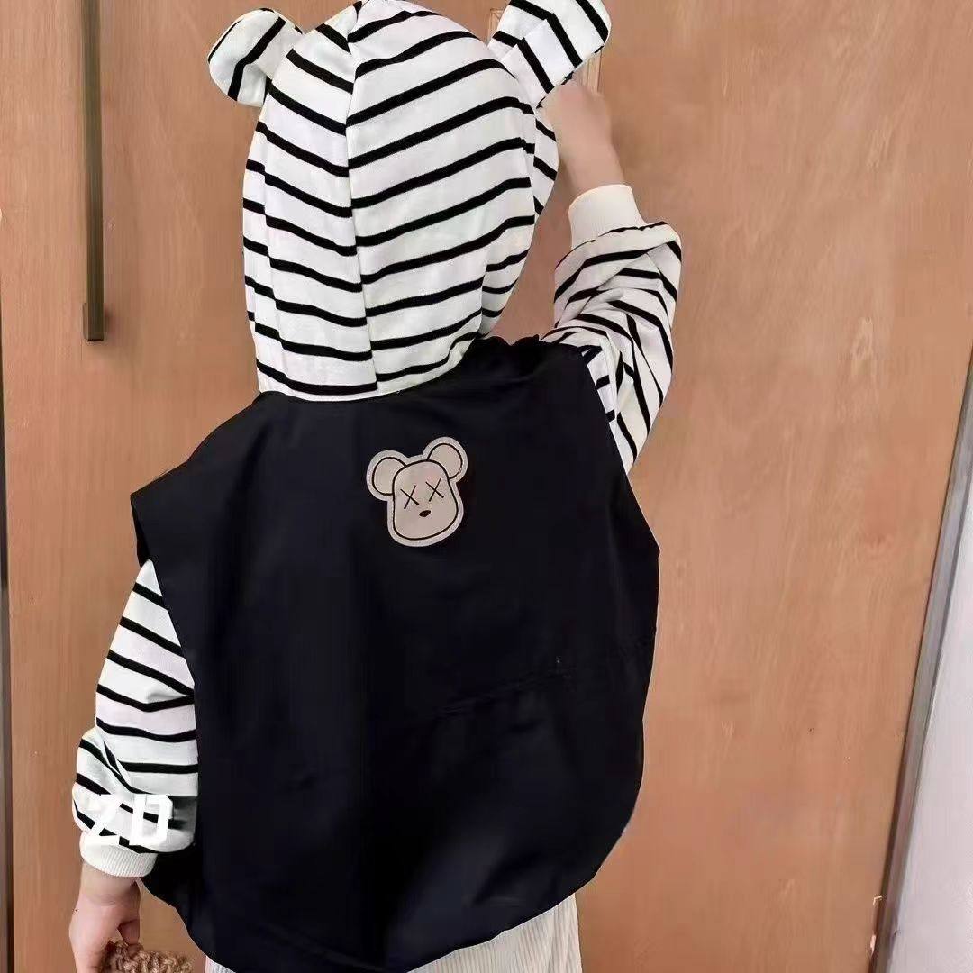 韩范小男童套装春秋新款连帽宝宝卫衣马甲休闲运动百搭酷帅两件套