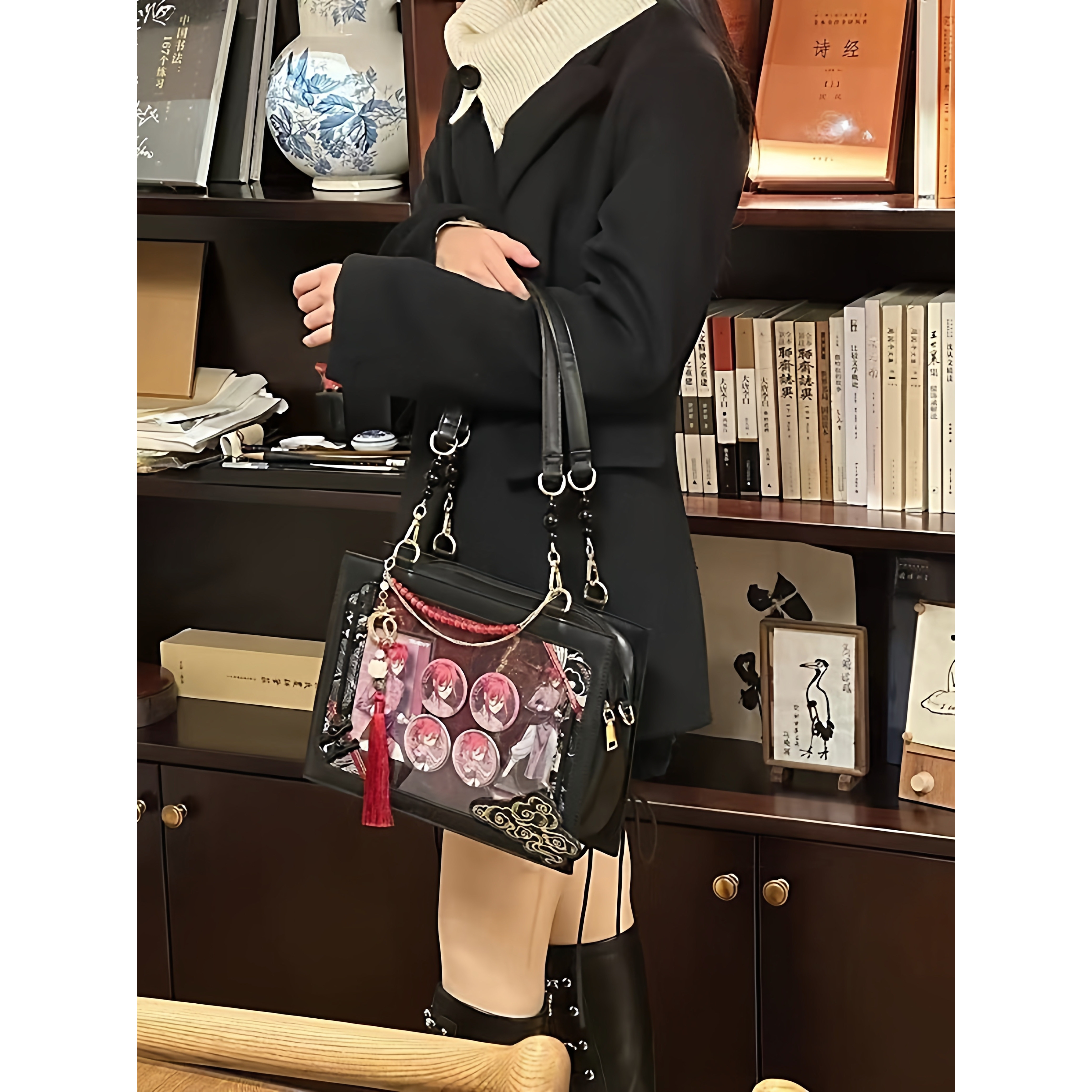 贝斯痛包单肩镭射斜挎包补货日常扎板少女透明个性潮流吧唧谷子新