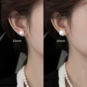 韩国fever同款 施家珍珠耳钉女999纯银名媛澳白养耳洞爆款 耳环耳饰