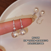 施家珍珠耳环高跟鞋 耳坠大珍珠耳钉女2025新款 高级气质百搭耳饰女