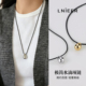 极简银色金属水滴吊坠长款 毛衣链皮绳抽拉项链女轻奢小众高端配饰
