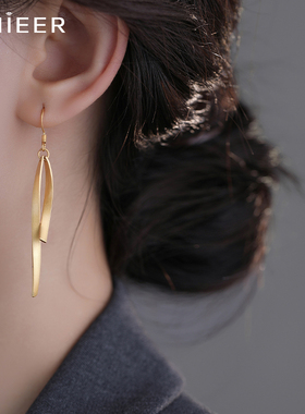 S925纯银针流苏线条耳环ins小众设计感耳钉高级感几何耳饰耳坠