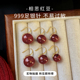 999纯银红豆耳环轻奢高级感女春夏复古本命年红色耳钩新年耳饰品