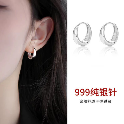 耳环999纯银针女养耳洞高级感