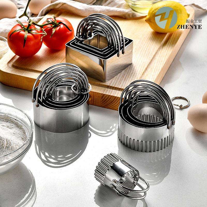 5件套圆形不锈钢饼干模具曲奇切饼器Cookie Biscuit Cutter Set