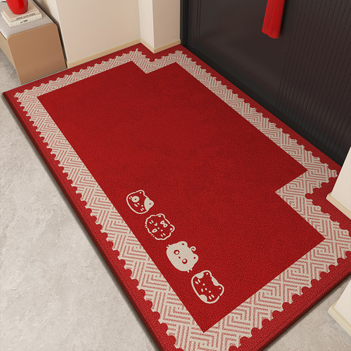 红色喜庆高级入户门地垫大门口