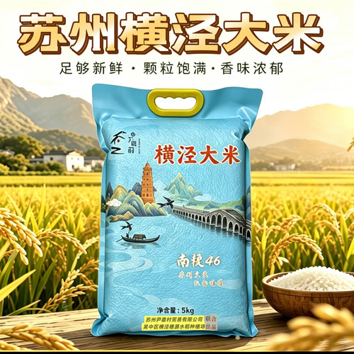 苏州横泾南粳46大米 当季新米圆粒香米 软糯一级粳米 家用食堂5kg