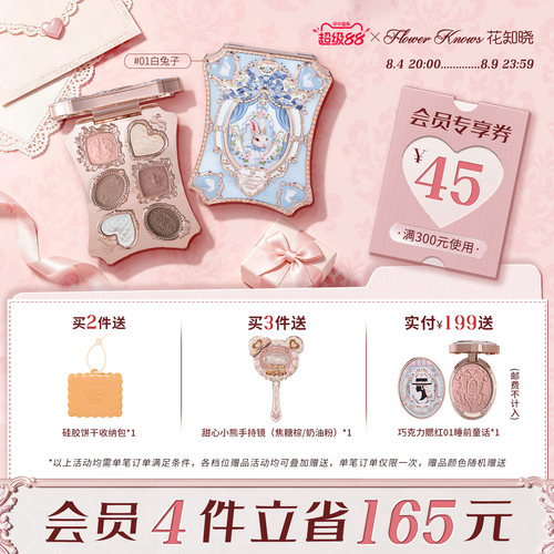 【超级88】花知晓邦尼花园哑光珠光粉质细腻六色眼影旗舰店