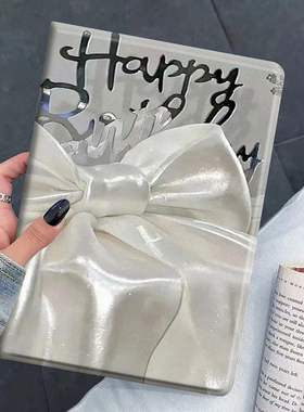 白色蝴蝶结适用苹果平板ipad保护套2022新款ipad10带笔槽第十代air5/4/3书本九硅胶防摔mini6电脑壳pro11英寸