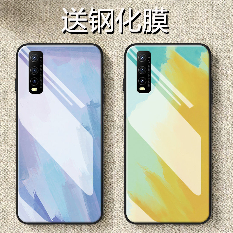 适用vivoy70s手机壳网红新款vivoy50保护套玻璃创意viovy情侣男女vovi