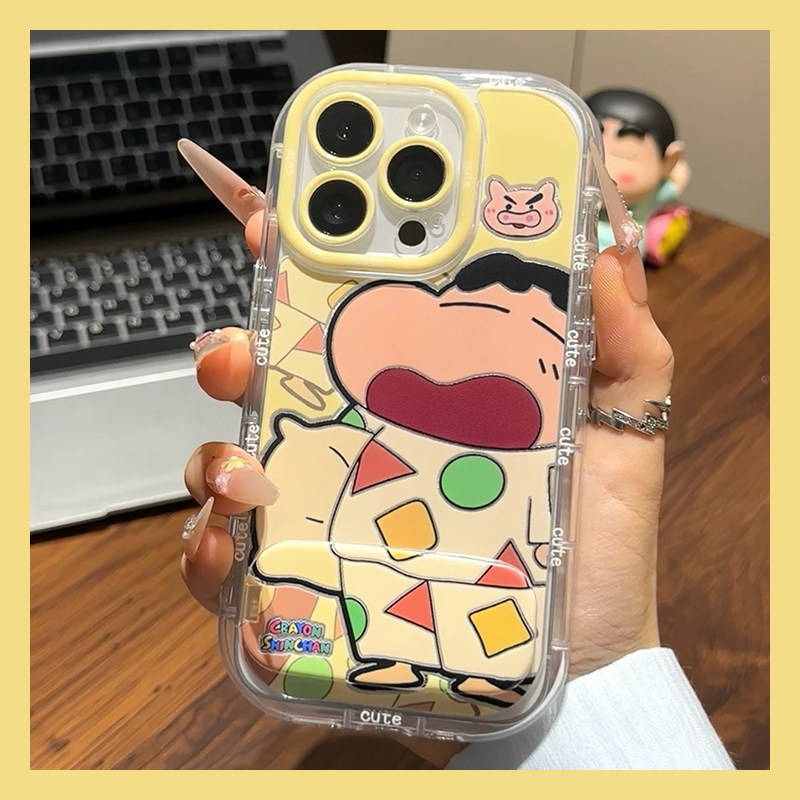 手机壳羽纱卡通动漫睡衣蜡笔小新带镜子支架