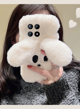 毛绒白色小狗适用vivoiqoo15手机壳iqoo13pro立体iqoo12耳朵11s秋冬10毛茸茸9por卡通8可爱7纯色5毛毛3女vivo