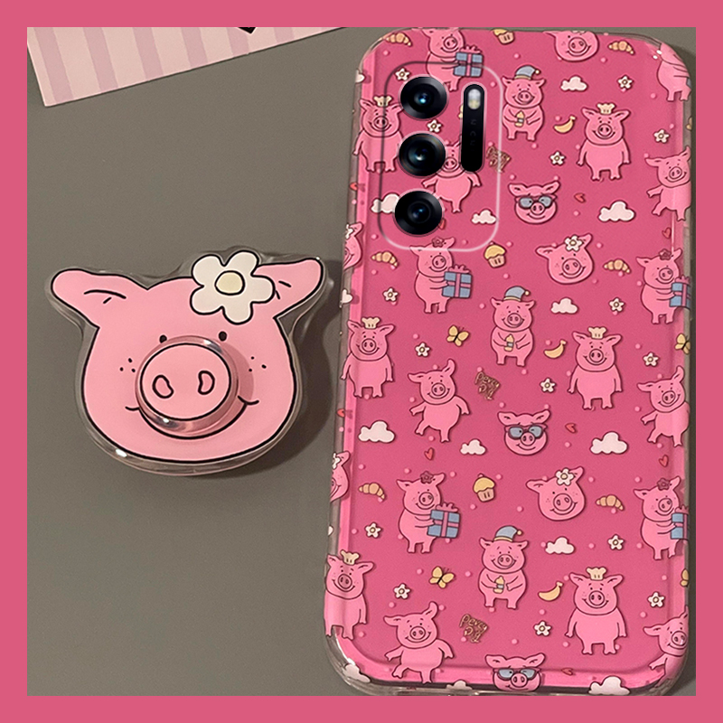 手机壳卡通趣味满屏立体旋转玛莎猪带支架