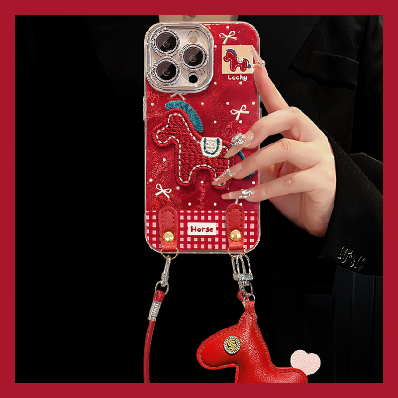 手机壳硅胶红色新年2026本命年小马马年挂件