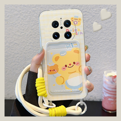适用华为mate70air手机壳mete70黄油小熊卡包meta70pro卡套70por+带手链十huawei挂绳可爱卡通动漫防摔硅胶女