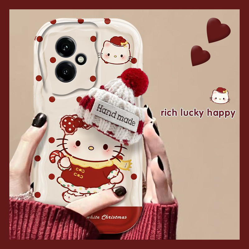 手机壳硅胶可爱卡通KT猫凯蒂猫带针织帽子