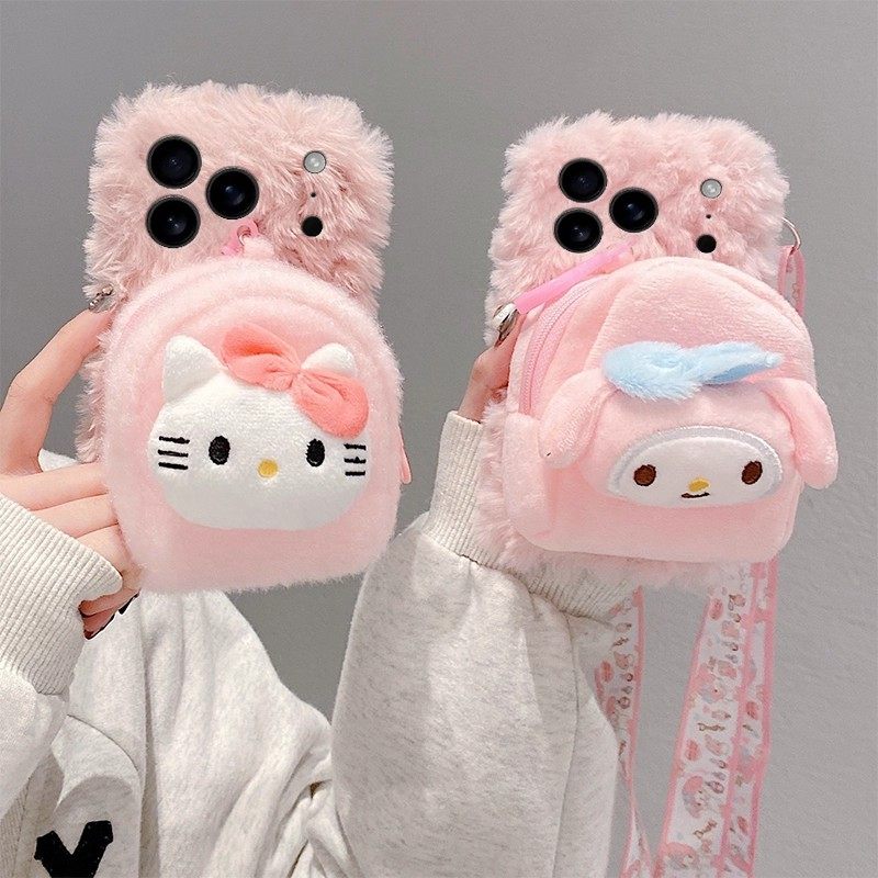毛绒kt猫美乐蒂适用苹果17手机壳三星s25秋冬opporeno14粉色vivox200华为pura80零钱包mate70荣耀400小米17女,3C数码配件,手机保护套/壳,淘宝优惠券,粉丝福利购,淘宝优惠卷