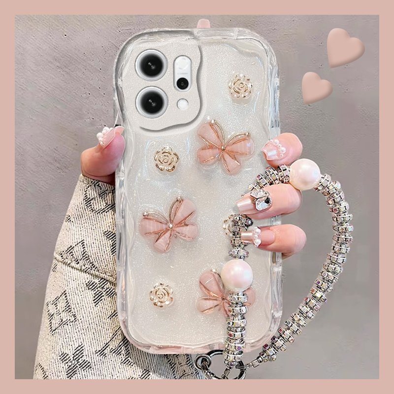 手机壳硅胶滴胶韩系立体ins风山茶花蝴蝶结