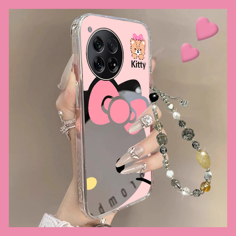 手机壳夏天镜面卡通kitty猫凯蒂猫带手绳