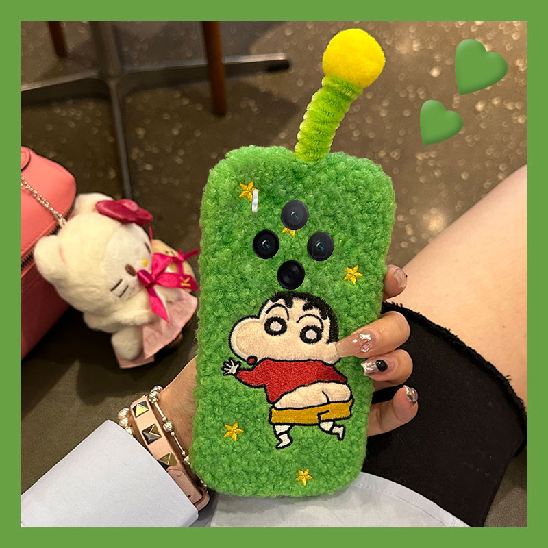 手机壳秋冬毛绒卡通动漫天线蜡笔小新