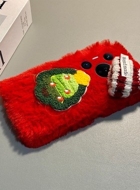 ins风圣诞树帽子适用华为pura80ultra手机壳p70pro+秋冬p60art毛绒p50红色p40简约p30立体p10plus十huawei女p