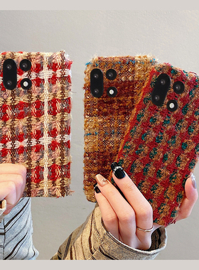 秋冬撞色条纹绒布适用oppo一加ace6手机壳1+15红色0pp0毛绒十oneplus线条十五冬季暖手保暖毛茸茸新款硅胶女p