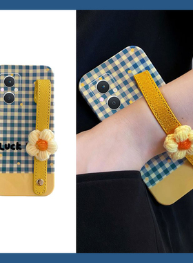 ins风适用oppoa5手机壳a5pro蓝色a97格纹a3活力版a93s立体a91针织a56花朵a72腕带a58手绳a11x新款a2硅胶oppo