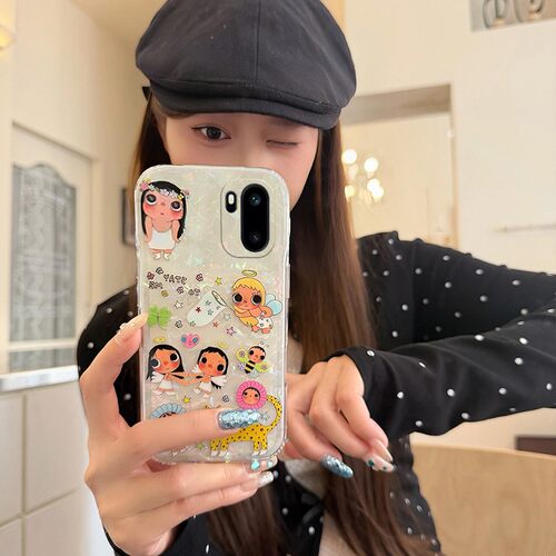 手机壳贝壳纹卡通小蜜蜂小玉女孩