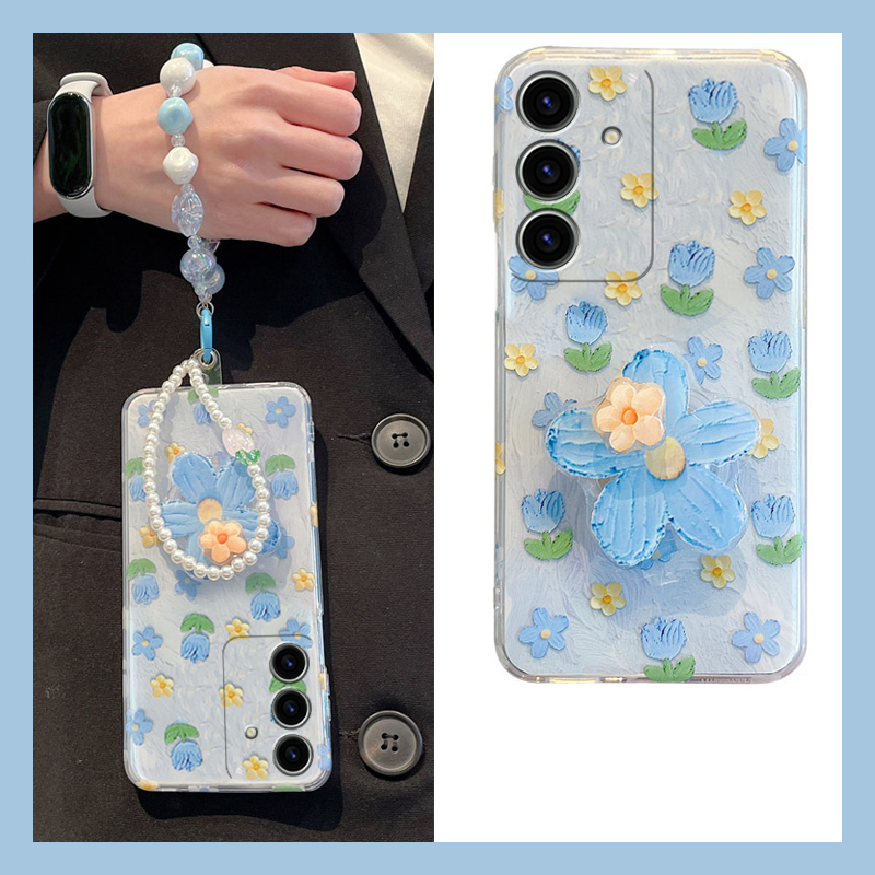 手机壳油画立体旋转花朵支架