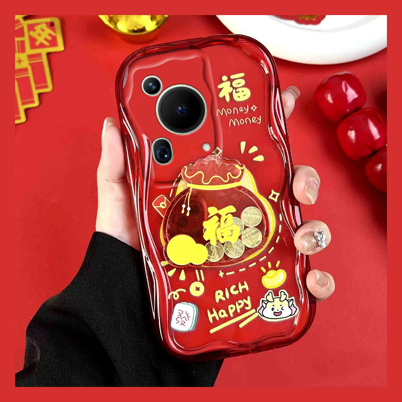 手机壳硅胶新年红色蛇年立体摇一摇福袋挂件