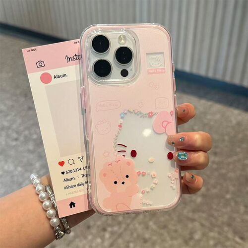 适用苹果17promax手机壳华为mate80/kt猫pura90小熊opporeno15粉色vivox300蝴蝶结os50新款荣耀600硅胶nova15