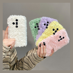 纯色毛绒适用oppok13s手机壳k13turbopro秋冬k12plus编织纹k11x简约findx8s+毛茸茸x7ultra冬季k9s十oppo绒毛