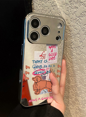 卡通腊肠狗适用华为nova15手机壳nove14ultra夏天13pro镜子12补妆镜11se带10por挂链9电镀8亚克力7硅胶huawei