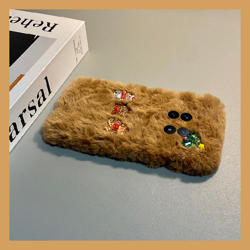 手机壳秋冬毛绒卡通圣诞树雪人麋鹿姜饼人