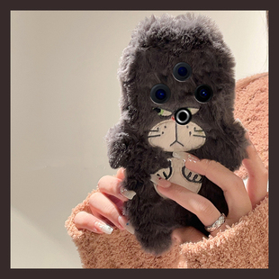 毛绒款秋冬猫咪适用vivoy500手机壳y500pro立体por刺绣vivo卡通适合冬天的viviy毛茸茸voviy冬季毛毛保暖暖手