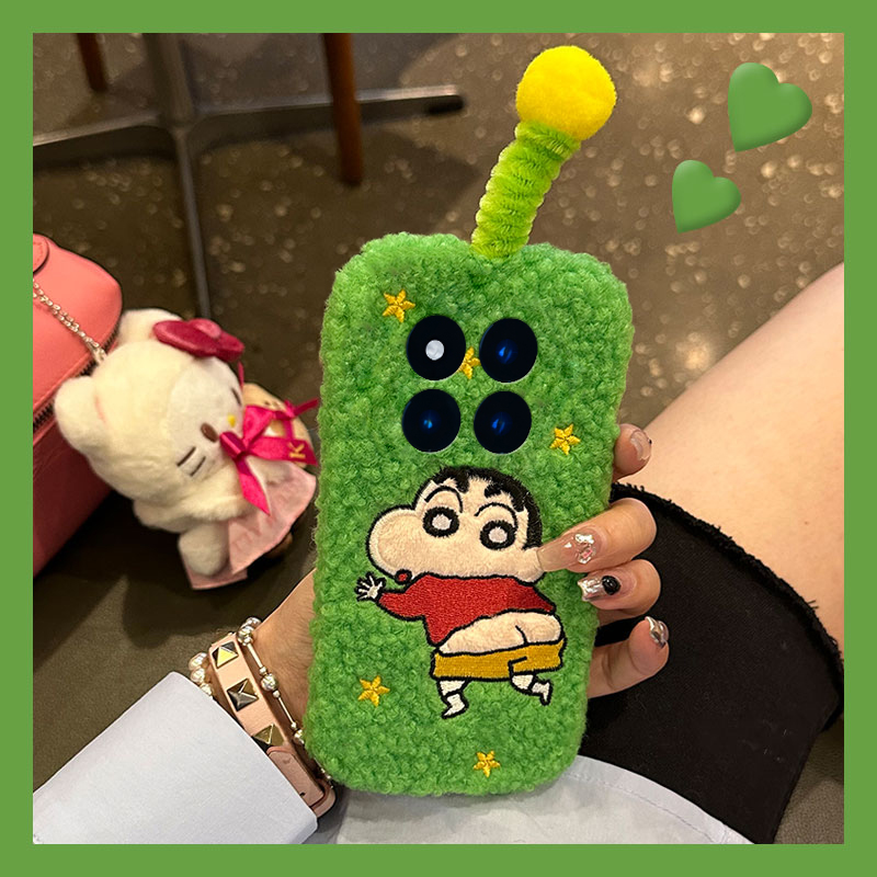 手机壳秋冬毛绒卡通动漫天线蜡笔小新