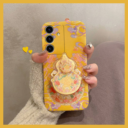 适用三星s23ultra手机壳s24plus金色s21葫芦s10+旋转s22支架s20新年note10蛇年s9本命年s23fe过年s8十noto20