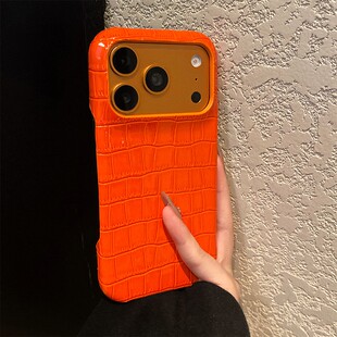 橙色鳄鱼纹格子适用三星a91手机壳a90简约a82a70奢华a81a55高级感a52s格纹a05s仿皮a20e皮纹a10s/a16十galaxy