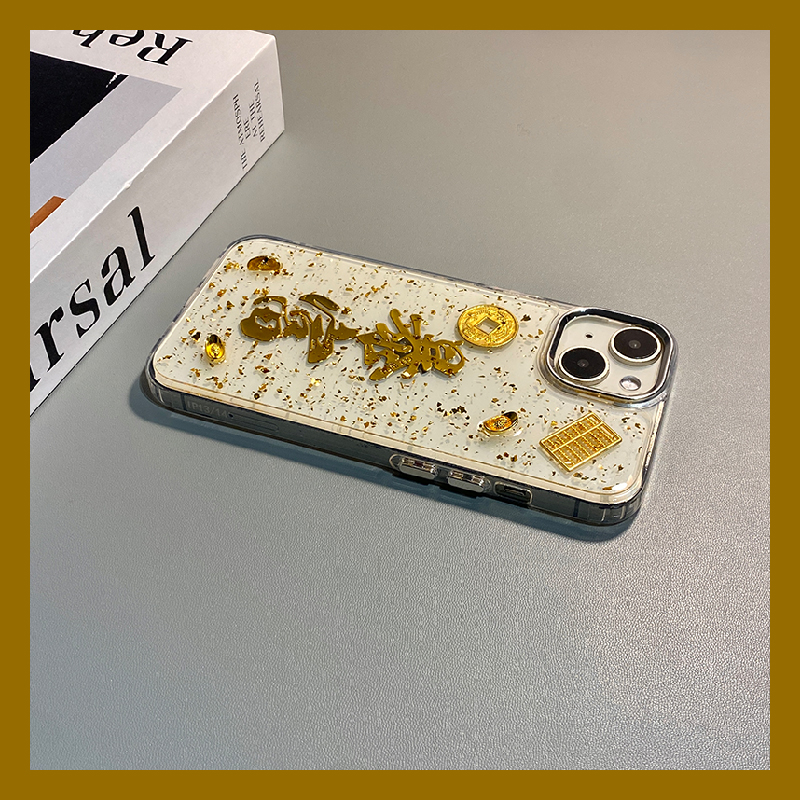 手机壳滴胶金箔2026马年发财暴富元宝算盘