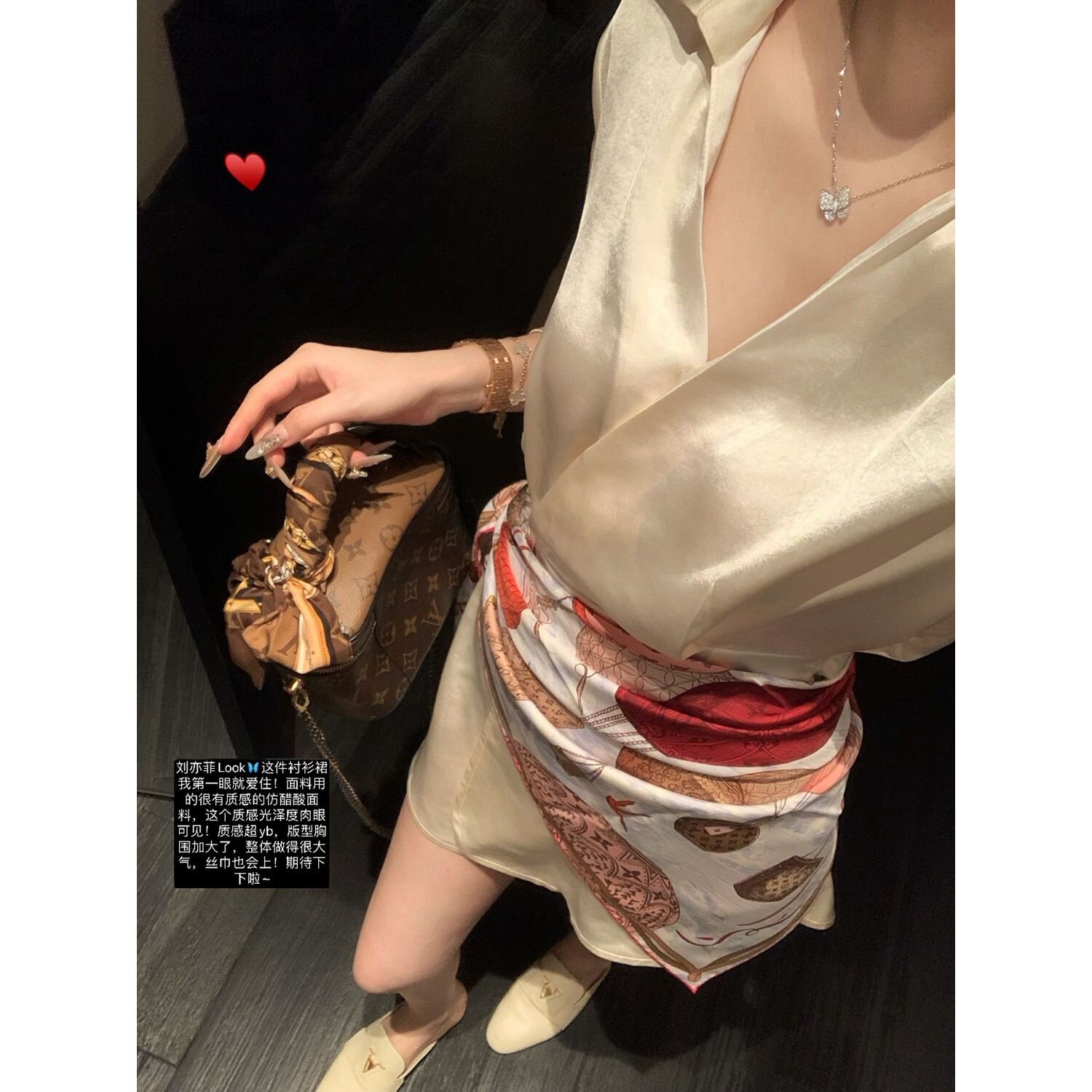 玫瑰的故事刘亦菲同款feel 质感醋酸衬衫裙短裙小众v领白色连衣裙