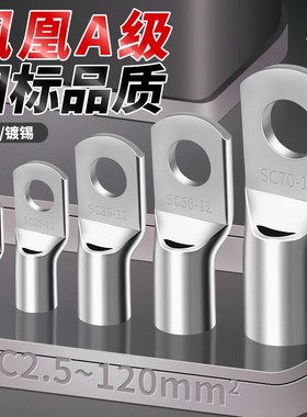凤凰SC窥口铜鼻子国标接线端子冷压端子线鼻子16平方6平方50平方