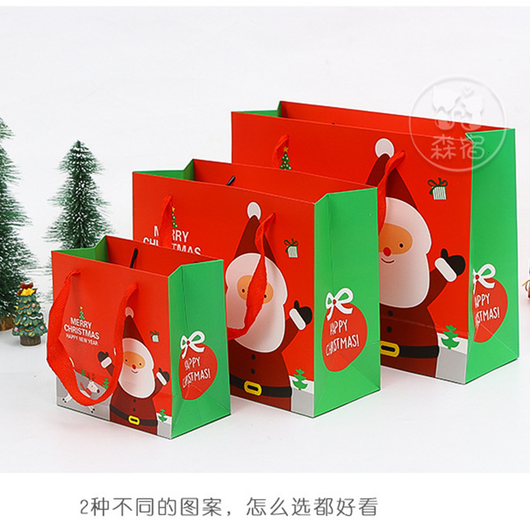 韩版圣诞礼品袋包装纸袋现货手提袋可定Q925大号服装礼物袋