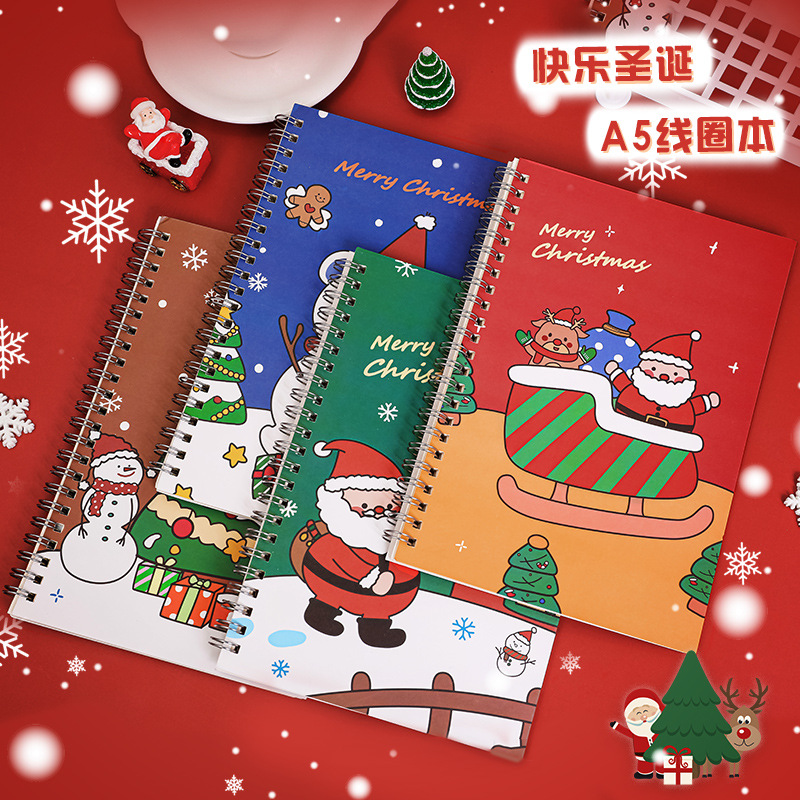 圣诞系列a5线圈本 学生记事活页笔记本学习办公32K横线侧翻本