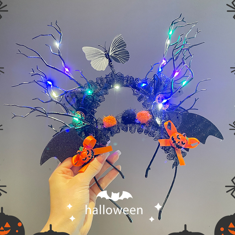 万圣节聚会装饰头箍发光南瓜骷髅头发箍创意搞怪表演装扮头饰