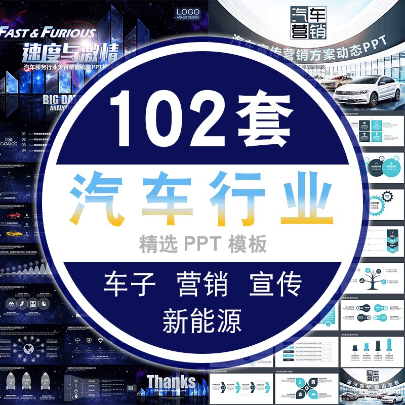 汽车PPT模板汽车行业营销售计划商业报告品牌宣传介绍节能新能源