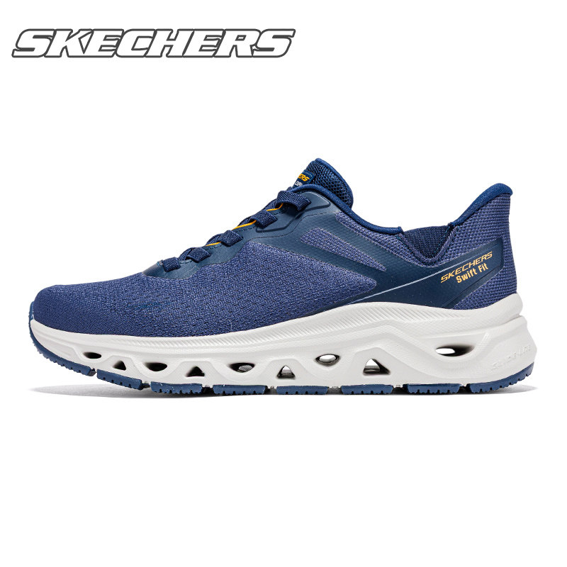 skechers斯凯奇一脚蹬闪穿跑步鞋男鞋夏季新款网面透气休闲运动鞋